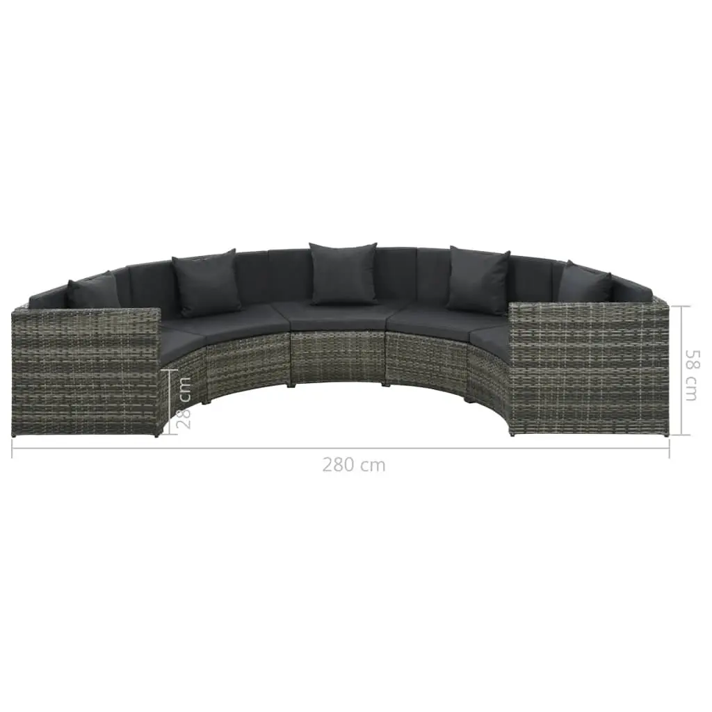 Outdoor Patio Furniture Set 7 Piece Poly Rattan Modular Garden Lounge Grey