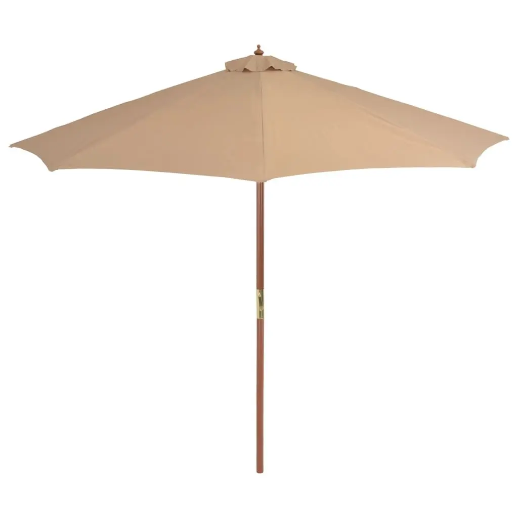 Garden Parasol Wooden Pole 300cm Outdoor Shade Umbrella Taupe Crank Mechanism