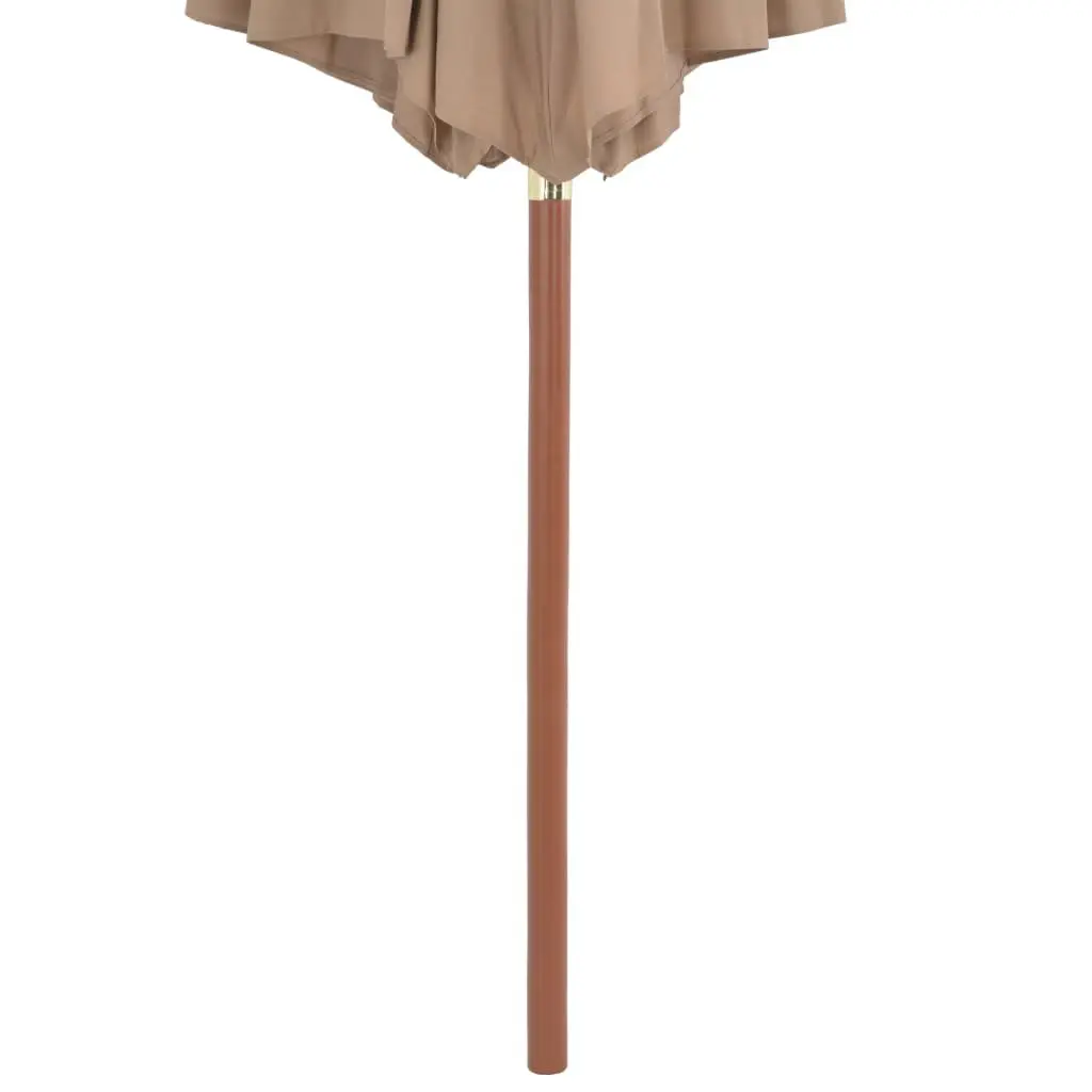 Garden Parasol Wooden Pole 300cm Outdoor Shade Umbrella Taupe Crank Mechanism