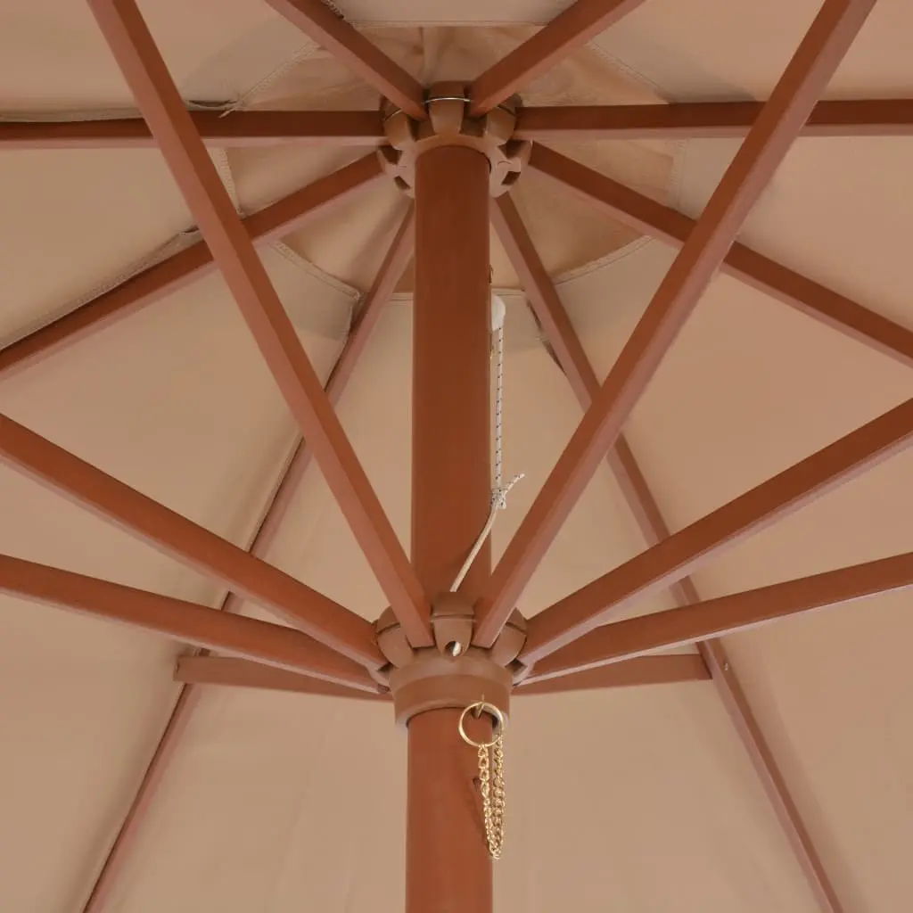 Garden Parasol Wooden Pole 300cm Outdoor Shade Umbrella Taupe Crank Mechanism