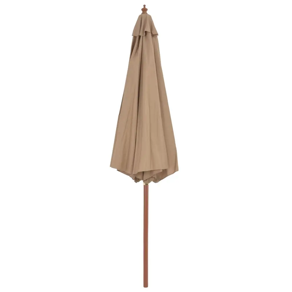 Garden Parasol Wooden Pole 300cm Outdoor Shade Umbrella Taupe Crank Mechanism