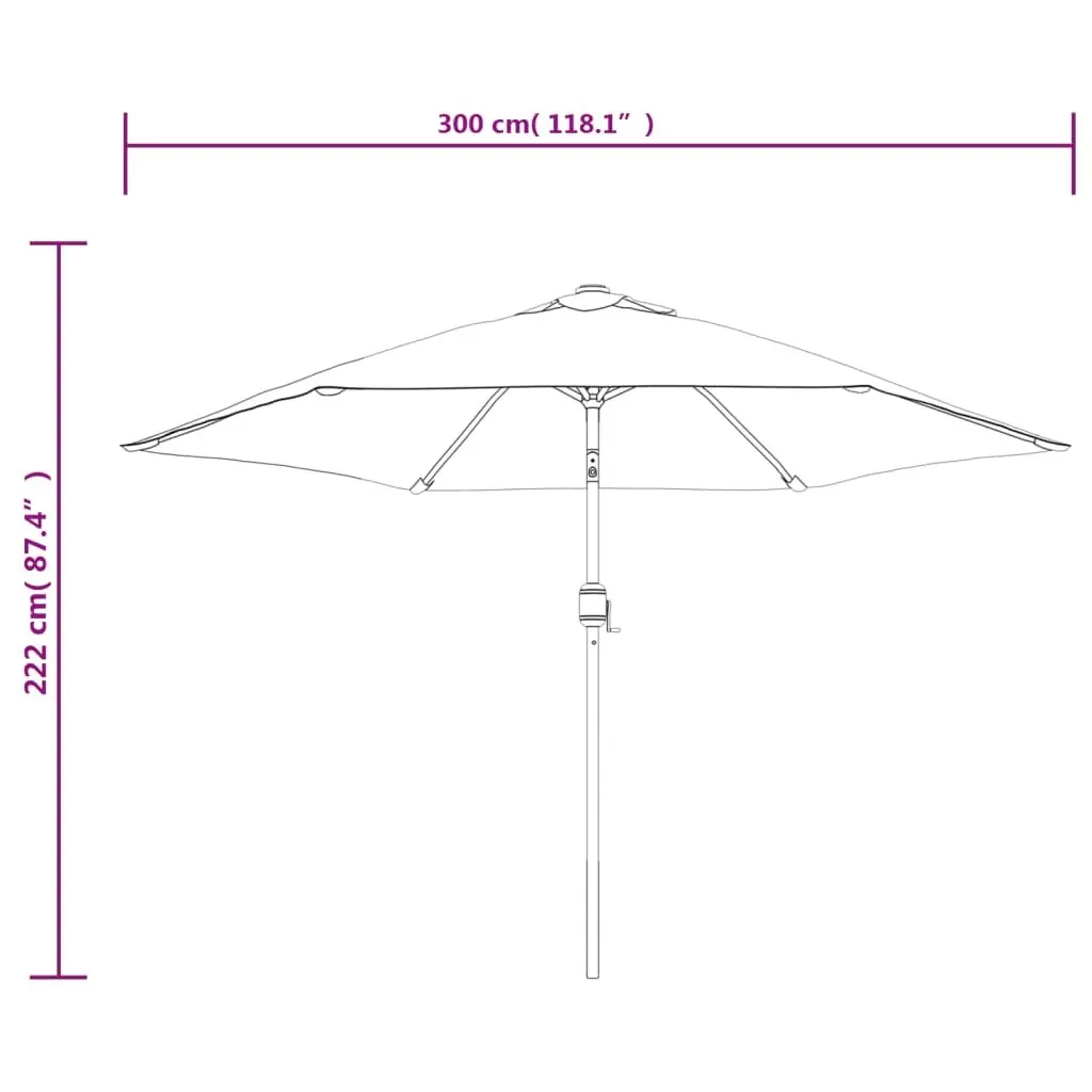 Garden Parasol UV Protective Polyester 300cm Tilt Crank Anthracite Shade