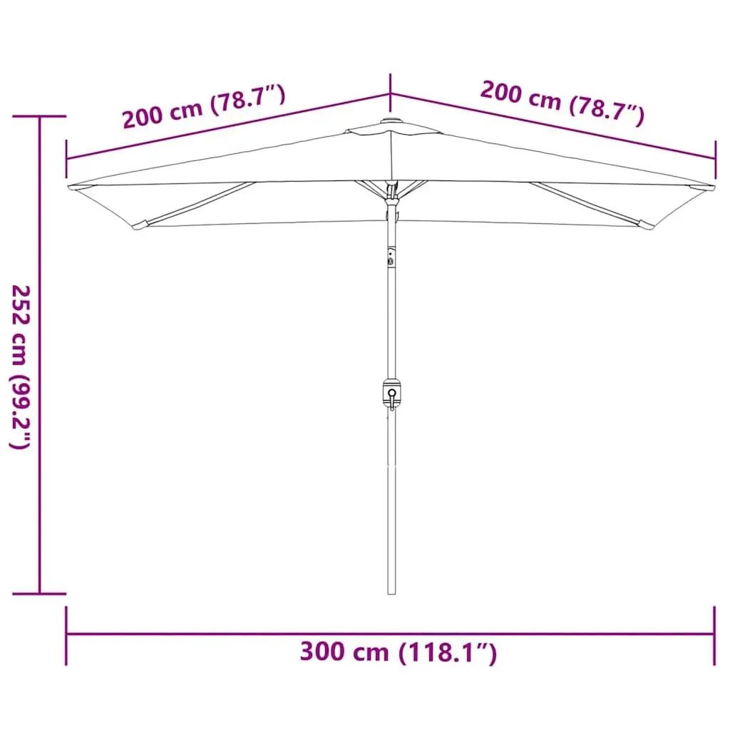 Garden Parasol Steel Pole 300 x 200 cm Anthracite