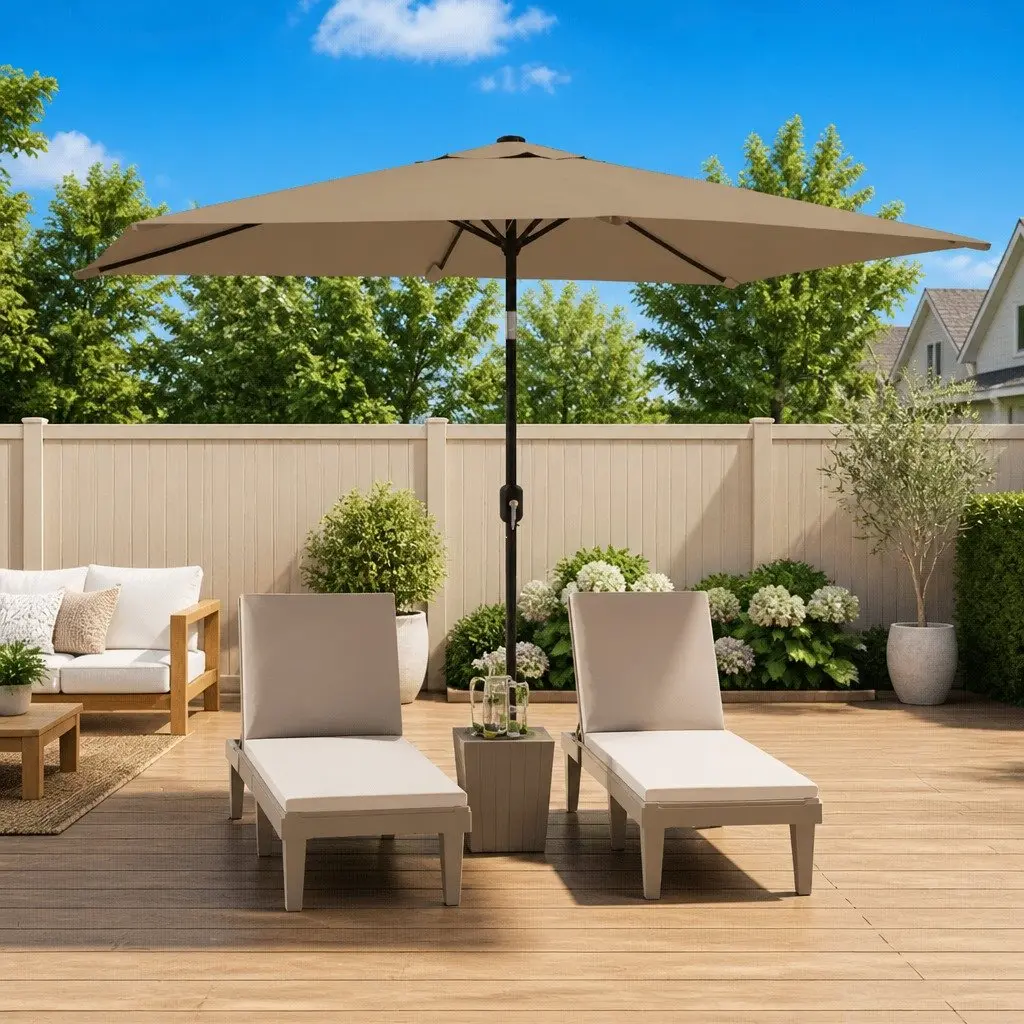 Garden Parasol Polyester 300x200cm Taupe Outdoor Shade Canopy UV Protection