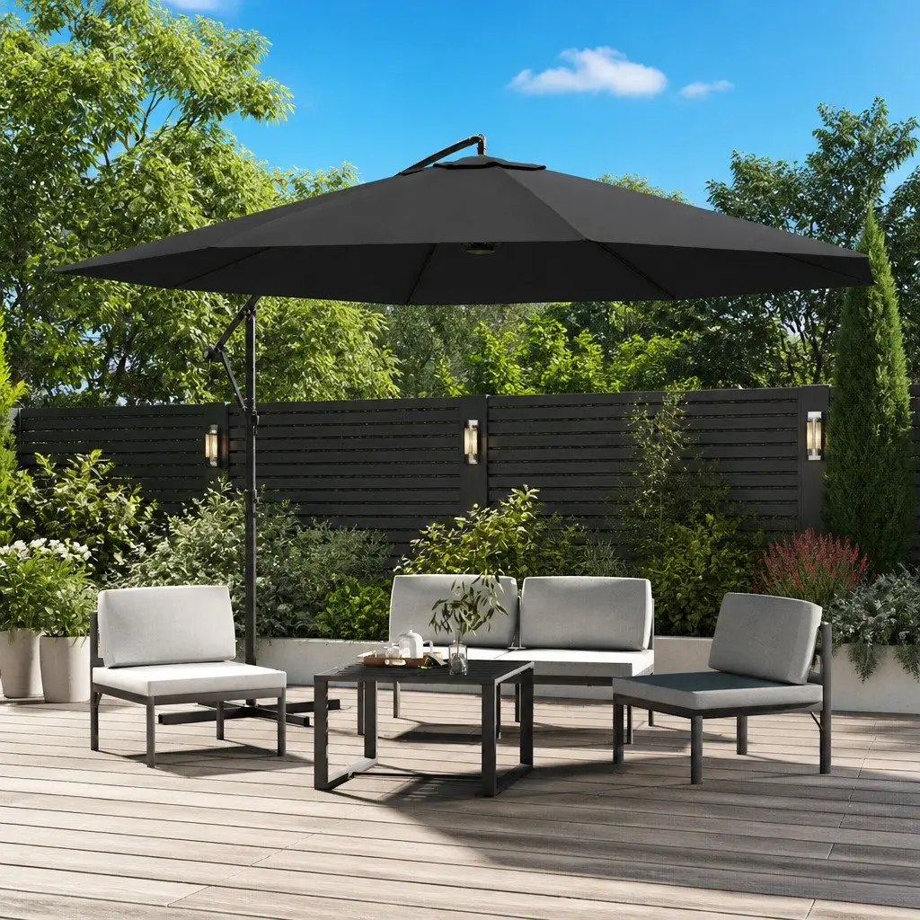 Cantilever Garden Parasol Metal 350 cm Anthracite
