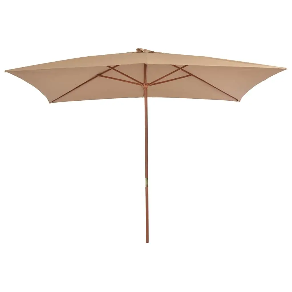 Garden Parasol Wooden Pole 200x300cm Taupe Outdoor Umbrella Shade UV Protection