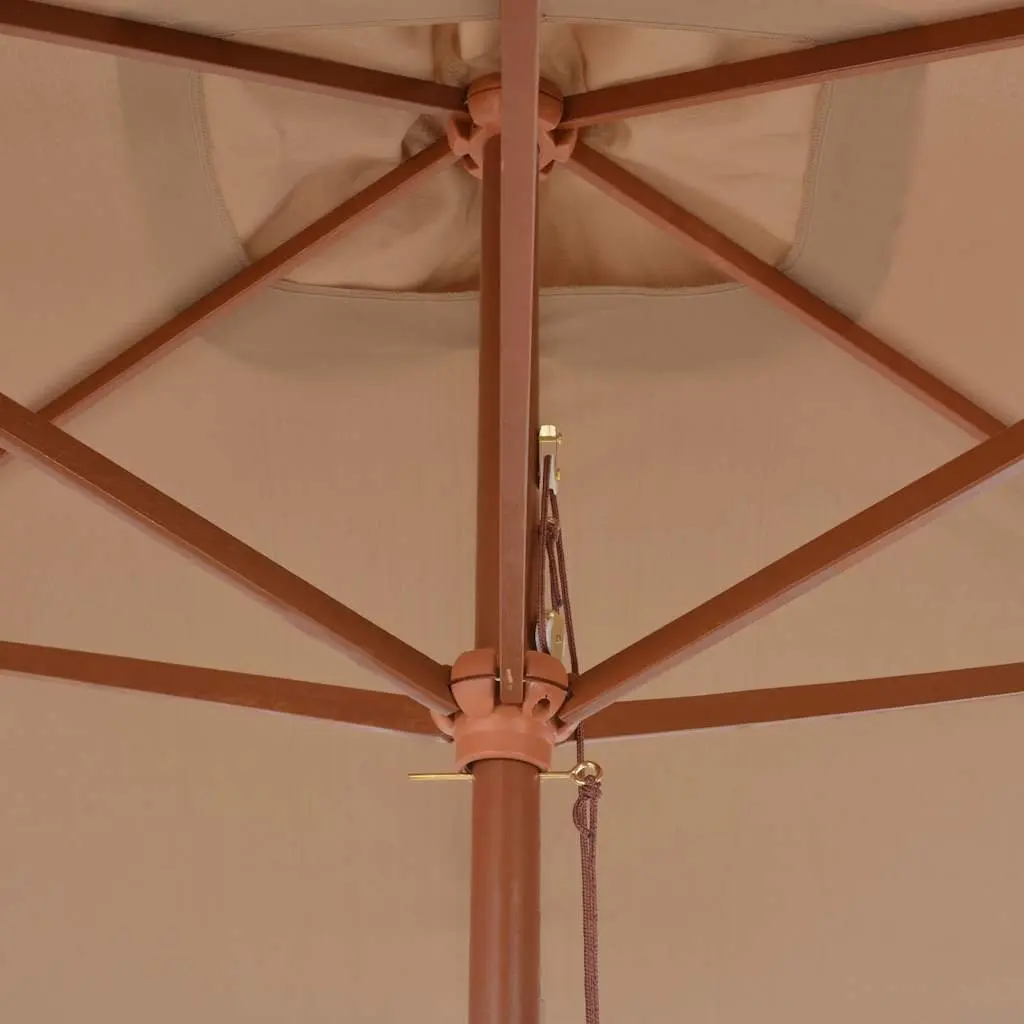 Garden Parasol Wooden Pole 200x300cm Taupe Outdoor Umbrella Shade UV Protection
