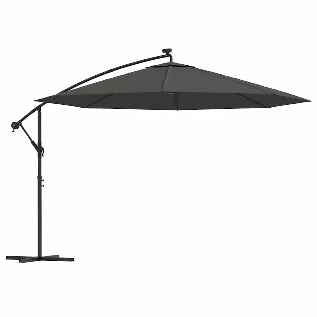Cantilever Garden Parasol UV Protective Polyester 350cm Anthracite Solar Powered LED Lights