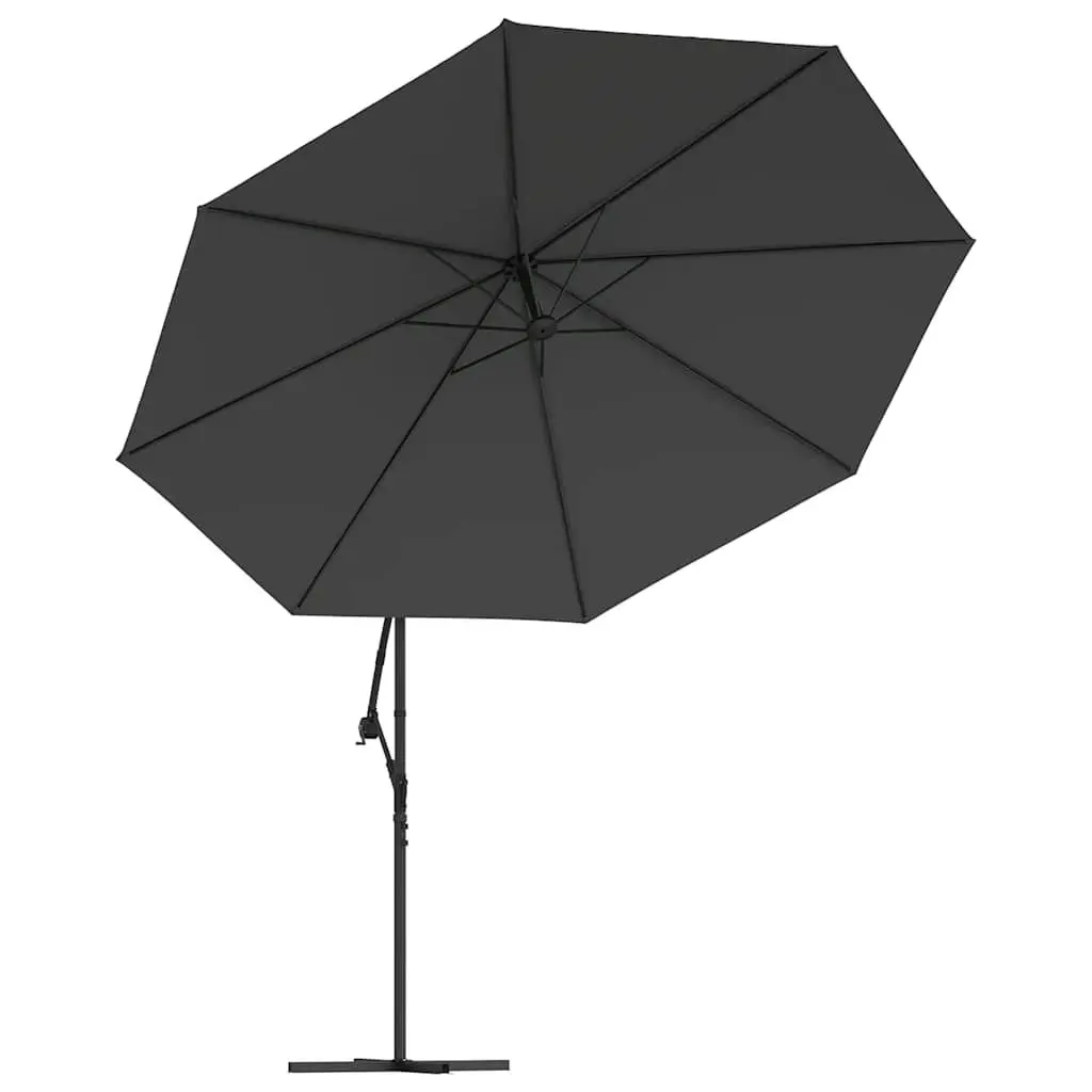 Cantilever Garden Parasol UV Protective Polyester 350cm Anthracite Solar Powered LED Lights