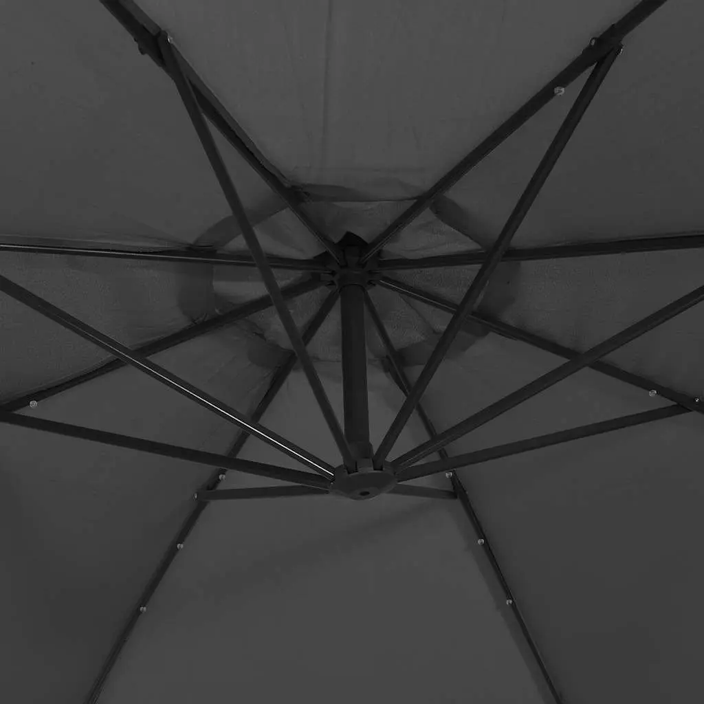 Cantilever Garden Parasol UV Protective Polyester 350cm Anthracite Solar Powered LED Lights