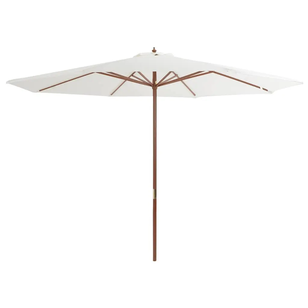 Garden Parasol Wooden Pole 350cm Outdoor Sun Shade Umbrella UV Protection White
