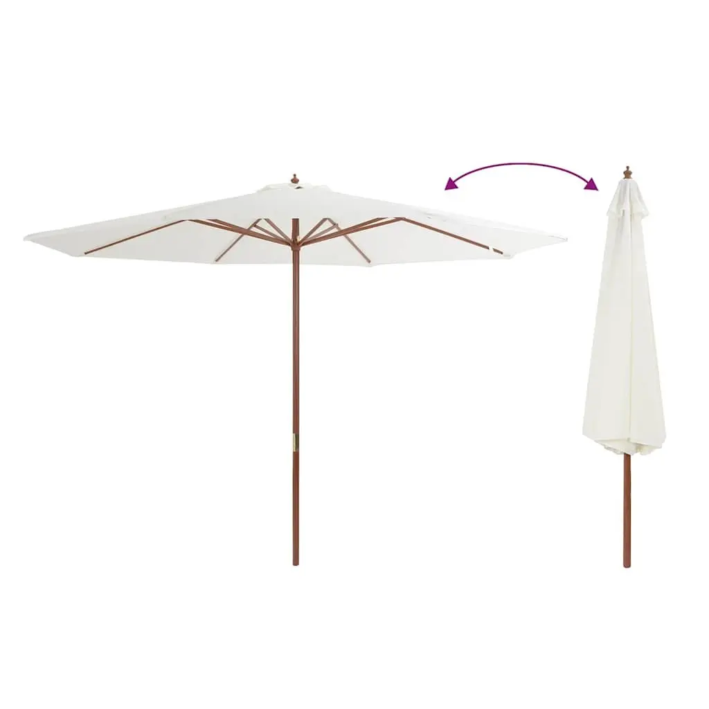 Garden Parasol Wooden Pole 350cm Outdoor Sun Shade Umbrella UV Protection White