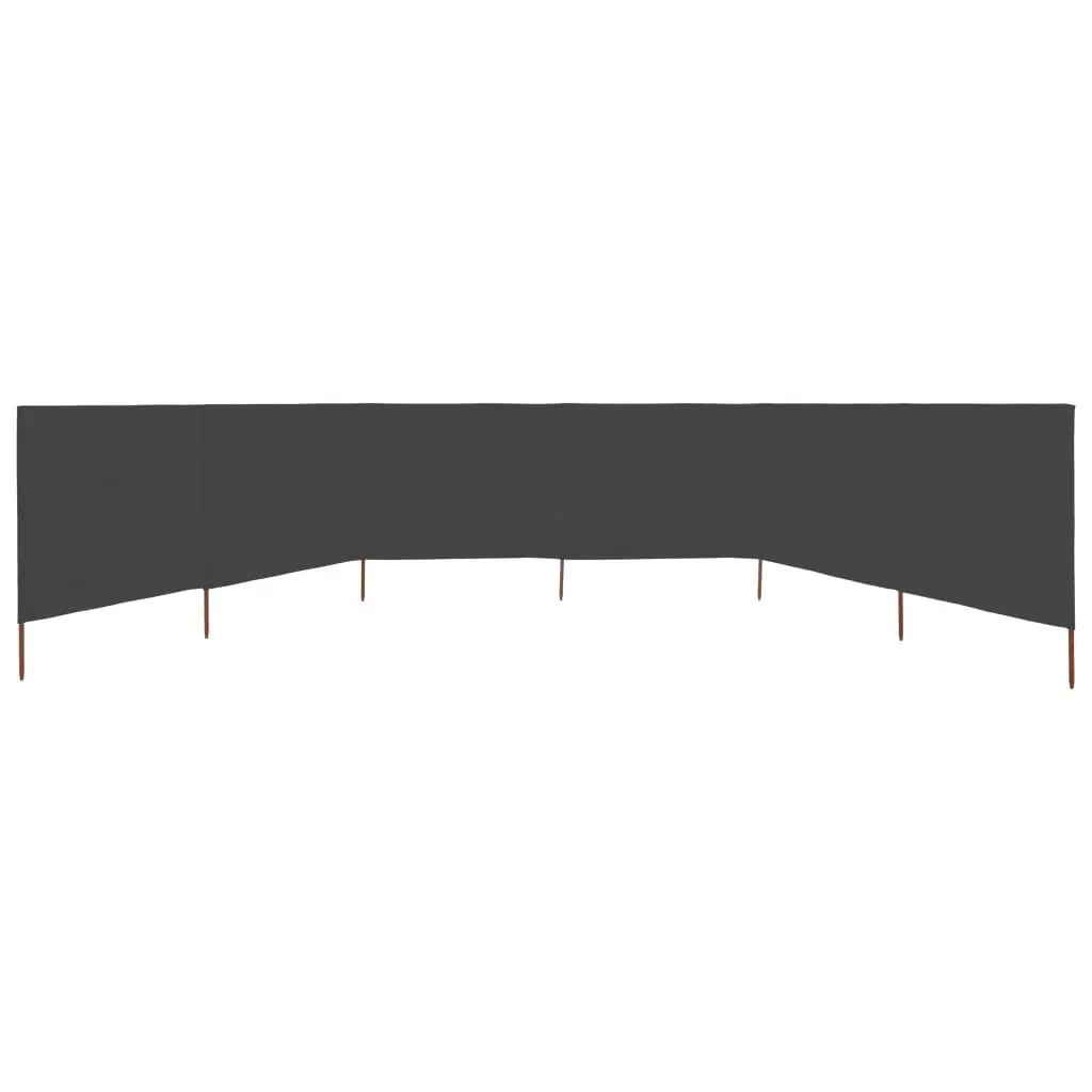 Folding Wind Screen Grey Fabric 800x80cm Outdoor Garden Privacy 6 Panel