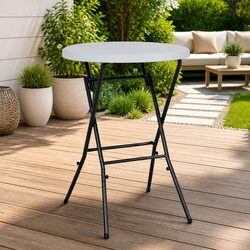 Folding Bar Table White 80x110cm Outdoor Furniture Weather-Resistant Tabletop