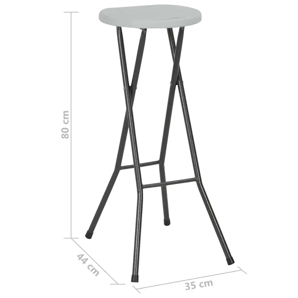 Folding Bar Stools Steel Frame Weather-Resistant HDPE Seat 2 pcs White