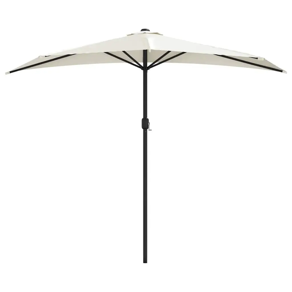 Half Round Parasol Outdoor Crank Beige 270x144cm UV Protective Polyester Garden Shade