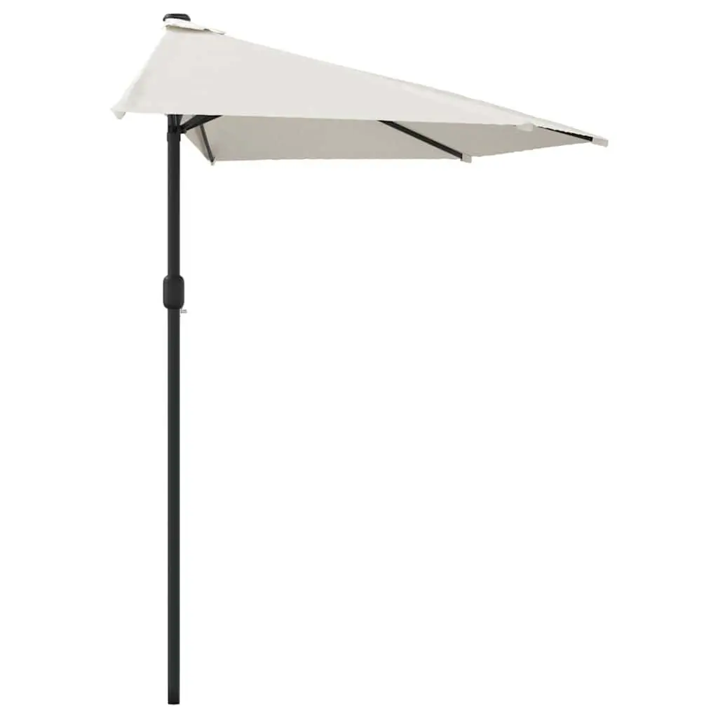 Half Round Parasol Outdoor Crank Beige 270x144cm UV Protective Polyester Garden Shade