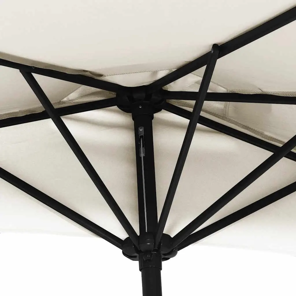 Half Round Parasol Outdoor Crank Beige 270x144cm UV Protective Polyester Garden Shade