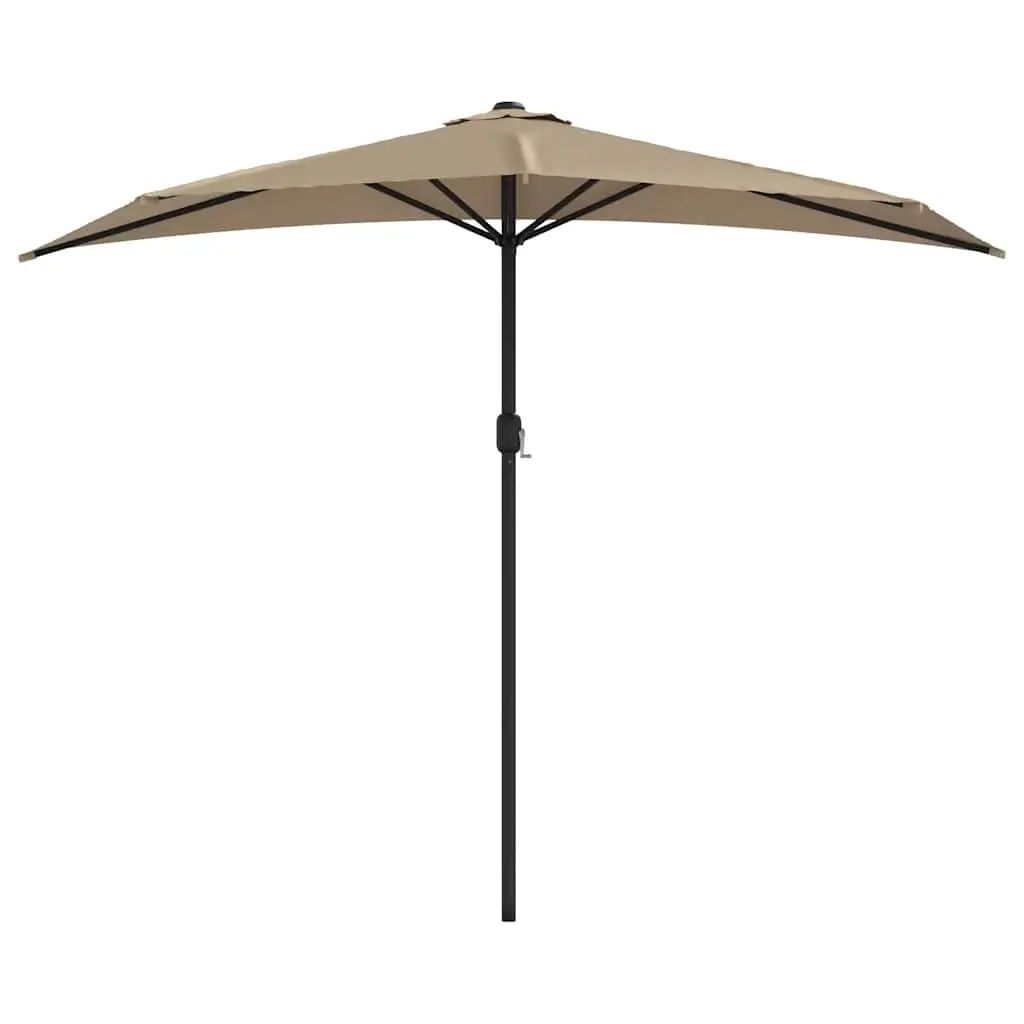 Half Round Garden Parasol Aluminium 270 x 144 cm Taupe UV Protective Polyester
