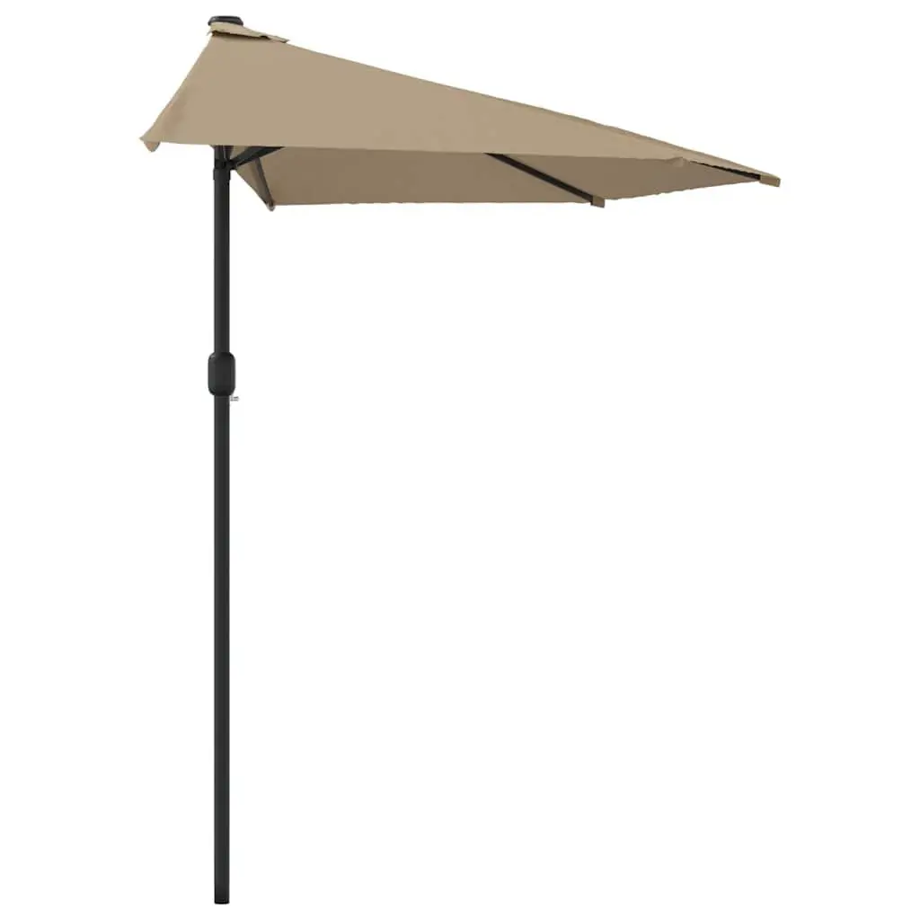 Half Round Garden Parasol Aluminium 270 x 144 cm Taupe UV Protective Polyester