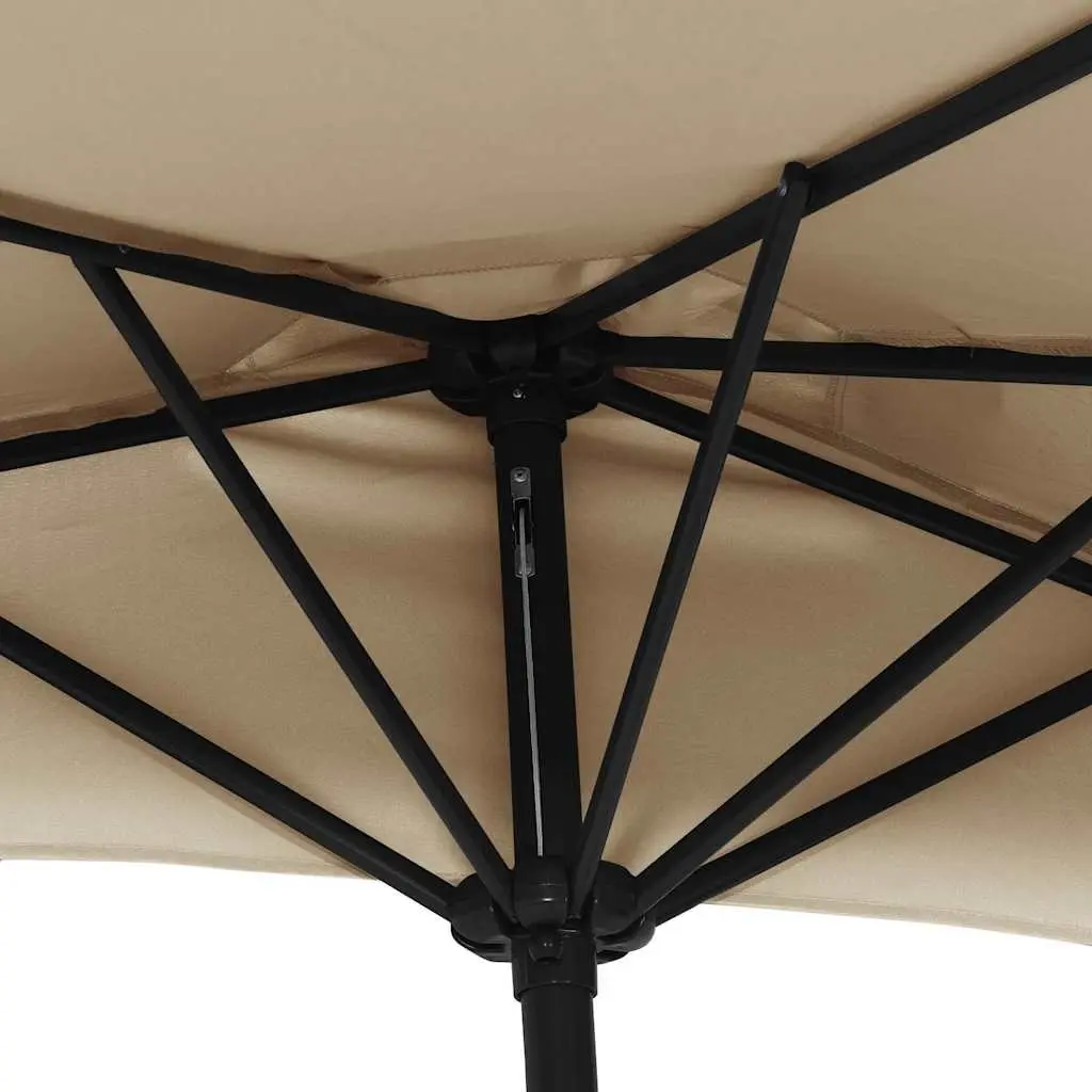 Half Round Garden Parasol Aluminium 270 x 144 cm Taupe UV Protective Polyester