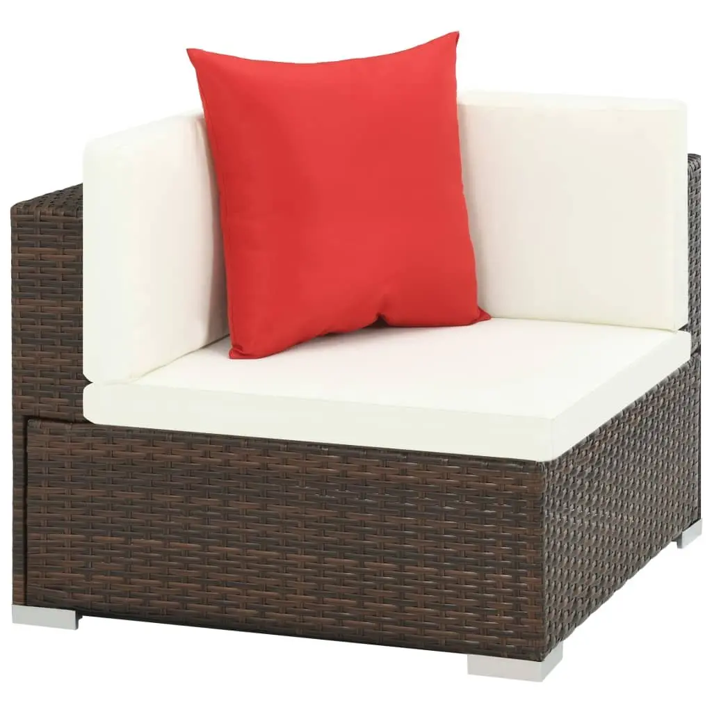 Garden Lounge Set 7 Piece Outdoor Sofa PE Rattan with Cushions Brown