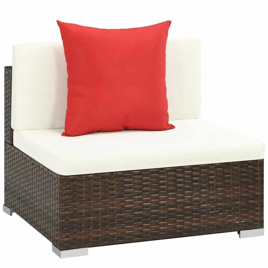 Garden Lounge Set 7 Piece Outdoor Sofa PE Rattan with Cushions Brown