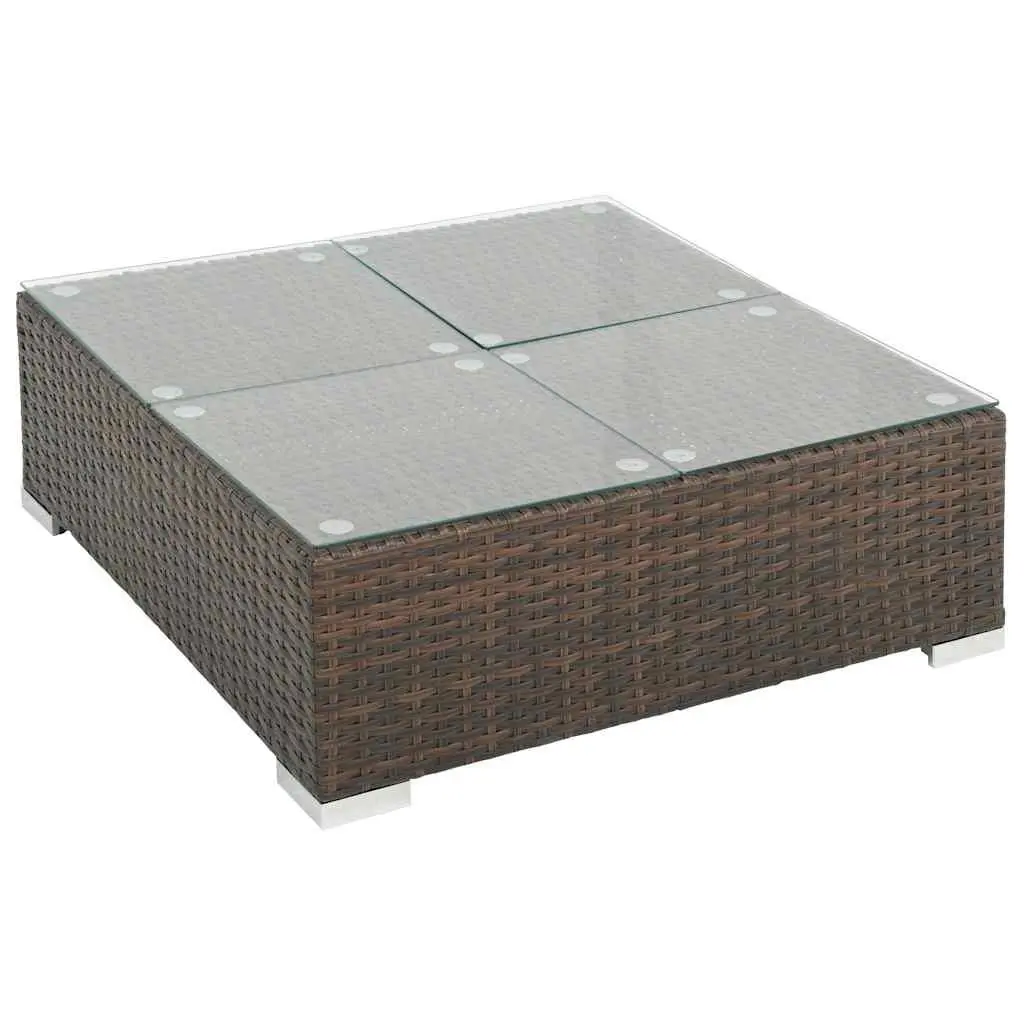 Garden Lounge Set 7 Piece Outdoor Sofa PE Rattan with Cushions Brown