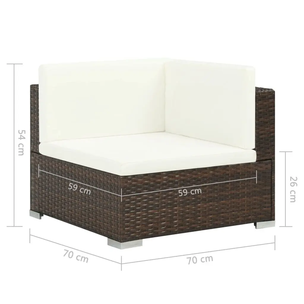 Garden Lounge Set 7 Piece Outdoor Sofa PE Rattan with Cushions Brown