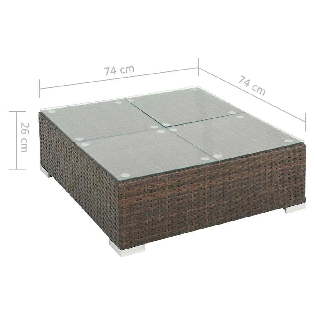Garden Lounge Set Poly Rattan 6 Piece Outdoor Furniture Sofa with Cushions Brown