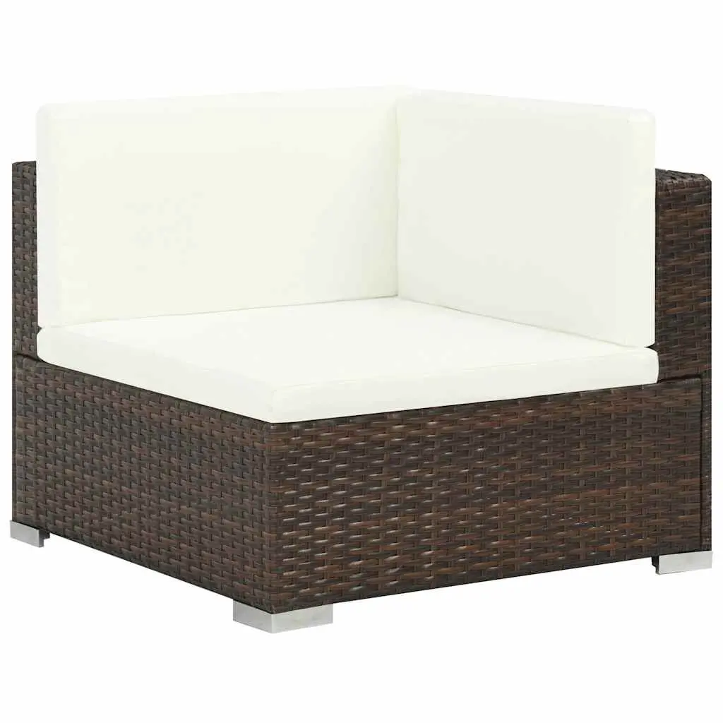 Garden Lounge Set Poly Rattan 6 Piece Outdoor Furniture Sofa with Cushions Brown