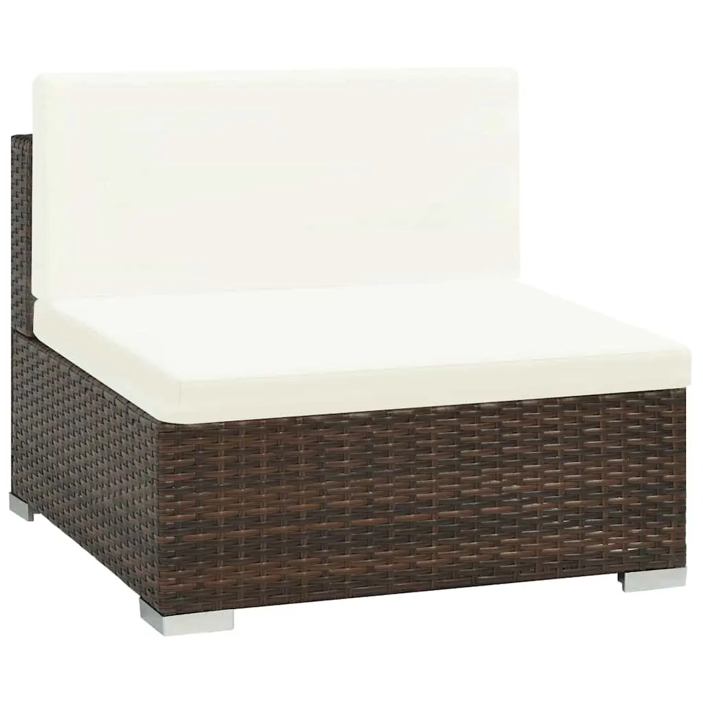 Garden Lounge Set Poly Rattan 6 Piece Outdoor Furniture Sofa with Cushions Brown