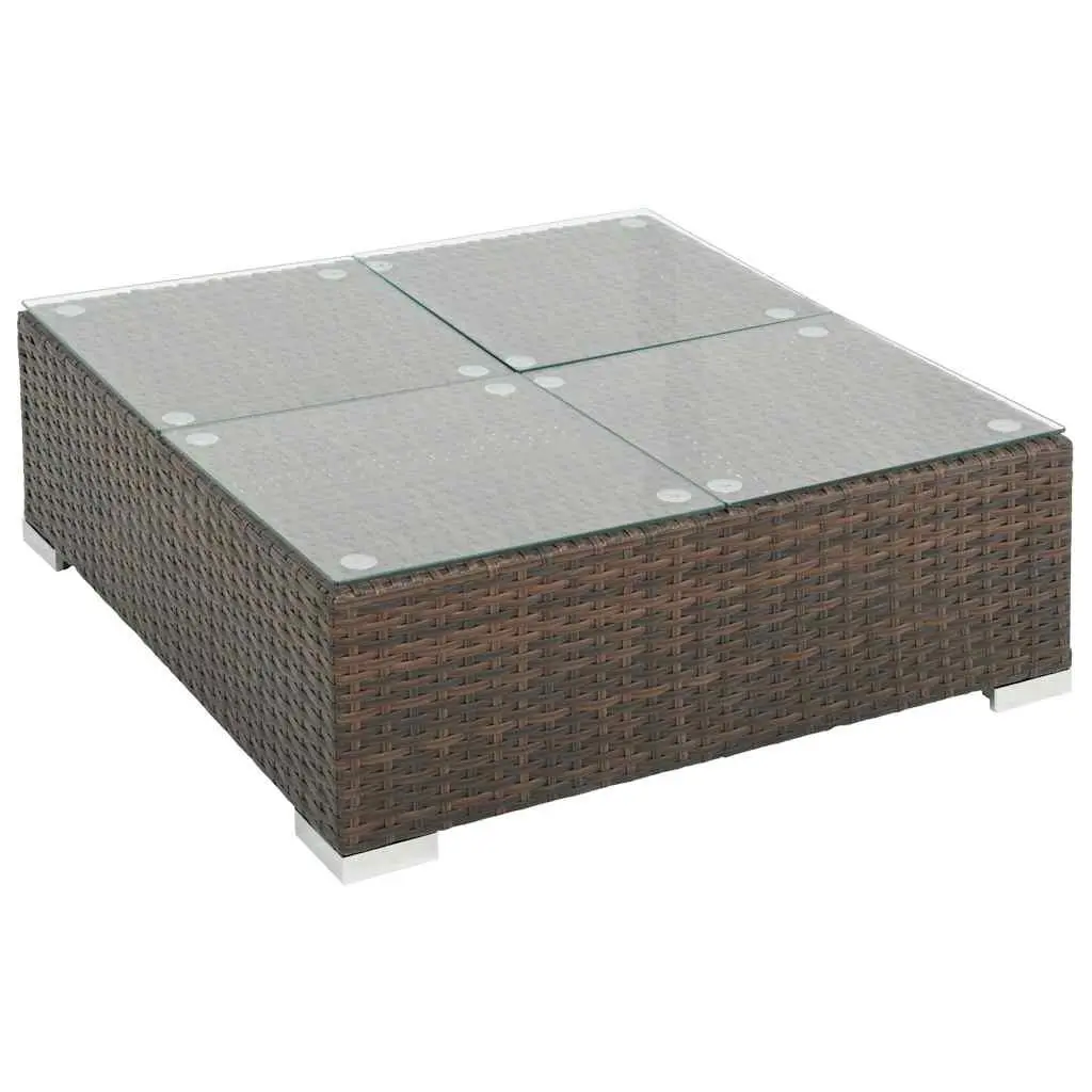 Garden Lounge Set Poly Rattan 6 Piece Outdoor Furniture Sofa with Cushions Brown