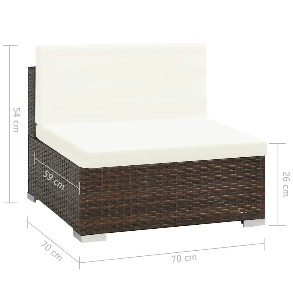 Garden Lounge Set Poly Rattan 6 Piece Outdoor Furniture Sofa with Cushions Brown