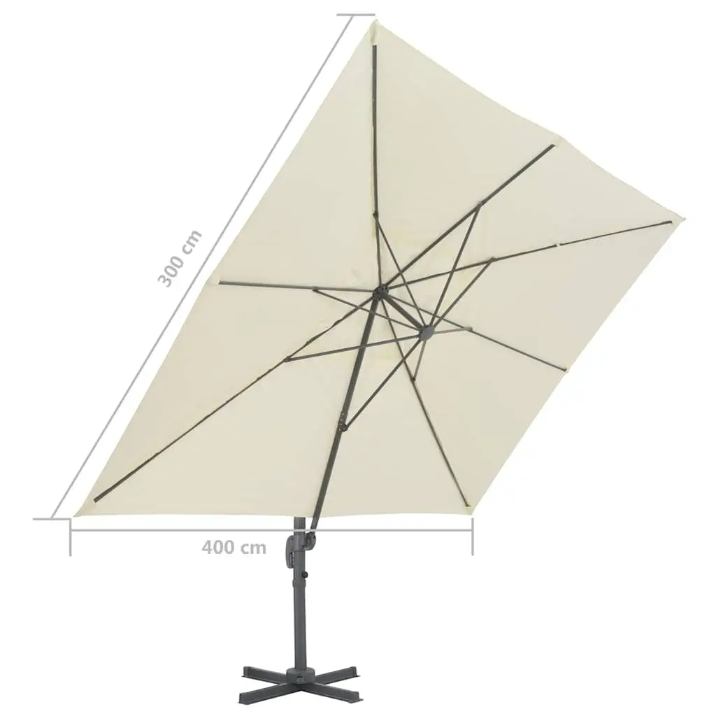 Cantilever Garden Parasol UV Protective Polyester 400x300 cm Beige Aluminium