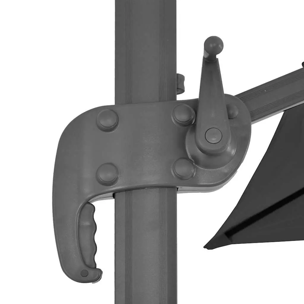 Hanging Garden Parasol UV Protective Polyester 400x300cm Anthracite with Powder Coated Aluminium Pole Cross Base and Adjustable Angle