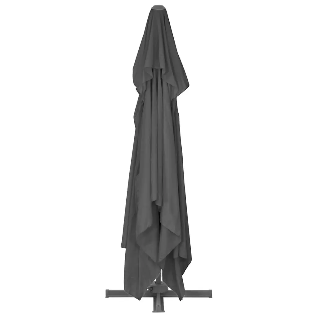 Hanging Garden Parasol UV Protective Polyester 400x300cm Anthracite with Powder Coated Aluminium Pole Cross Base and Adjustable Angle