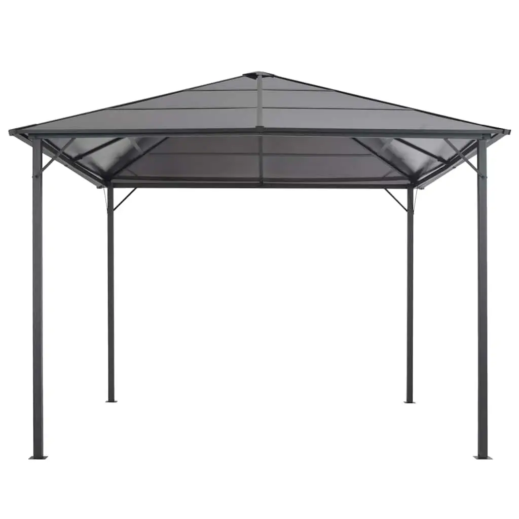 Gazebo 3x3m Black Steel Aluminium Frame UV-Resistant Polycarbonate Roof Outdoor Shade Shelter