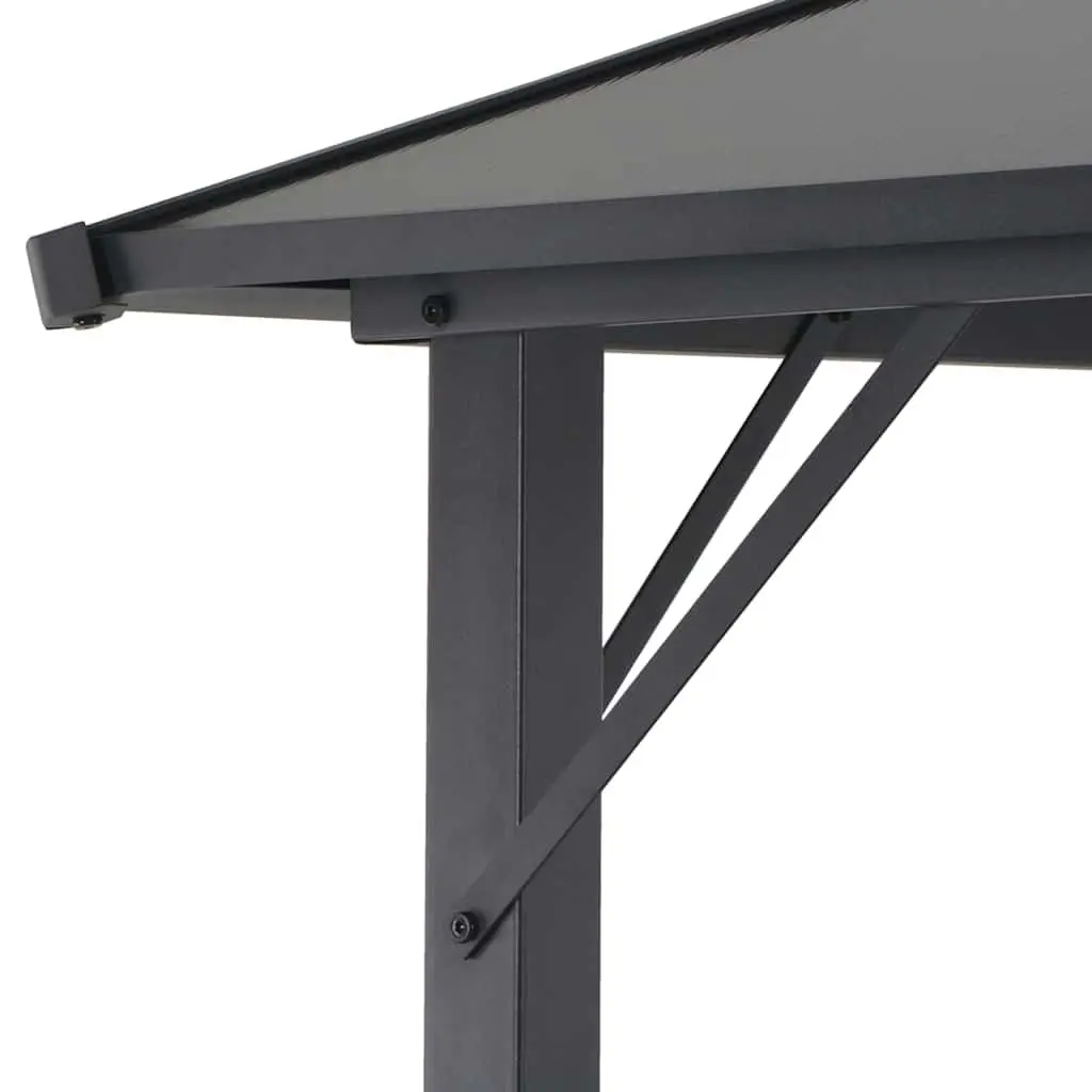 Gazebo 3x3m Black Steel Aluminium Frame UV-Resistant Polycarbonate Roof Outdoor Shade Shelter