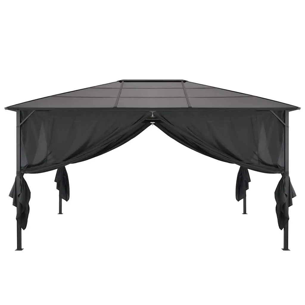 Gazebo Aluminium Steel 4x3x2.6m Black with Curtains