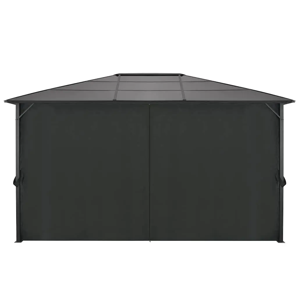 Gazebo Aluminium Steel 4x3x2.6m Black with Curtains