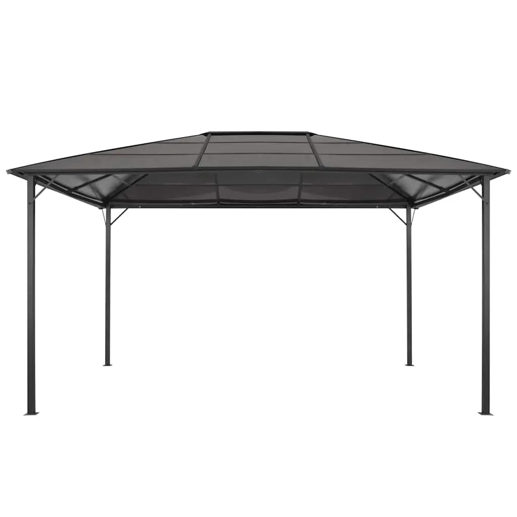 Outdoor Gazebo Shade Structure Black Aluminium Frame 4x3x2.6m UV-Resistant Canopy