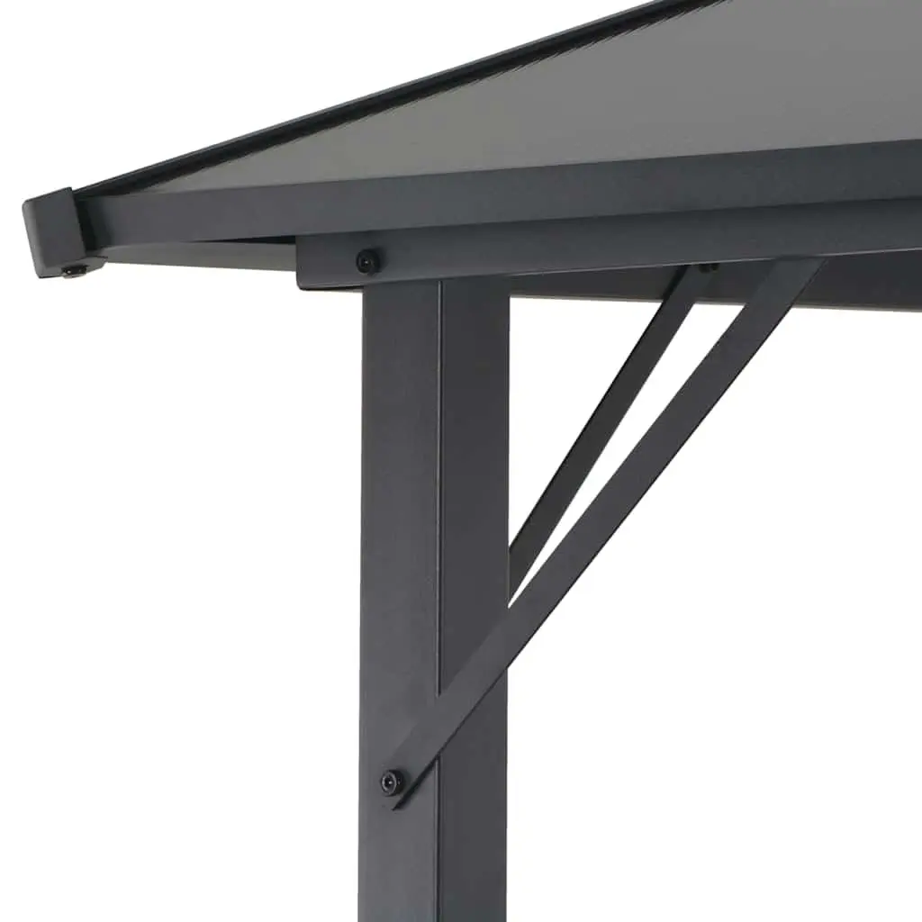 Outdoor Gazebo Shade Structure Black Aluminium Frame 4x3x2.6m UV-Resistant Canopy