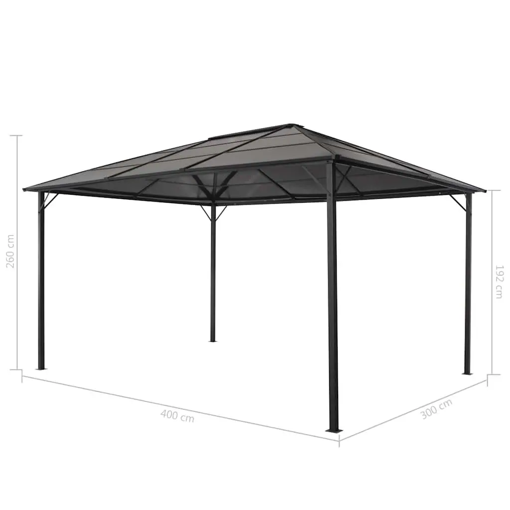 Outdoor Gazebo Shade Structure Black Aluminium Frame 4x3x2.6m UV-Resistant Canopy