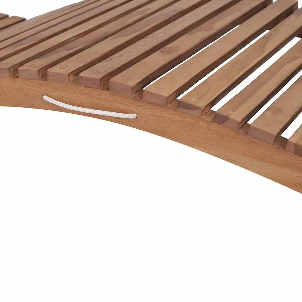 Folding Sun Lounger Teak Wood Adjustable Backrest Brown