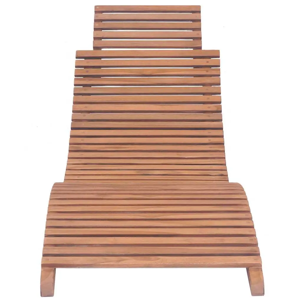 Folding Sun Lounger Teak Wood Adjustable Backrest Brown