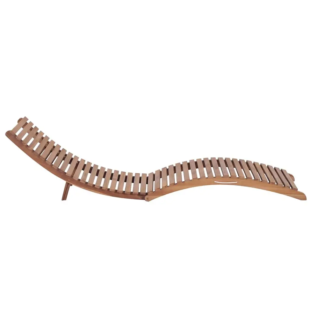 Folding Sun Lounger Teak Wood Adjustable Backrest Brown