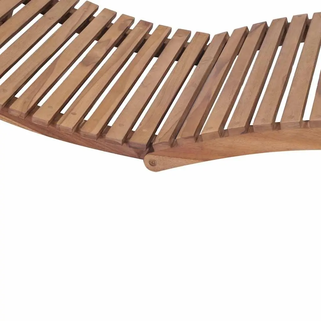 Folding Sun Lounger Teak Wood Adjustable Backrest Brown