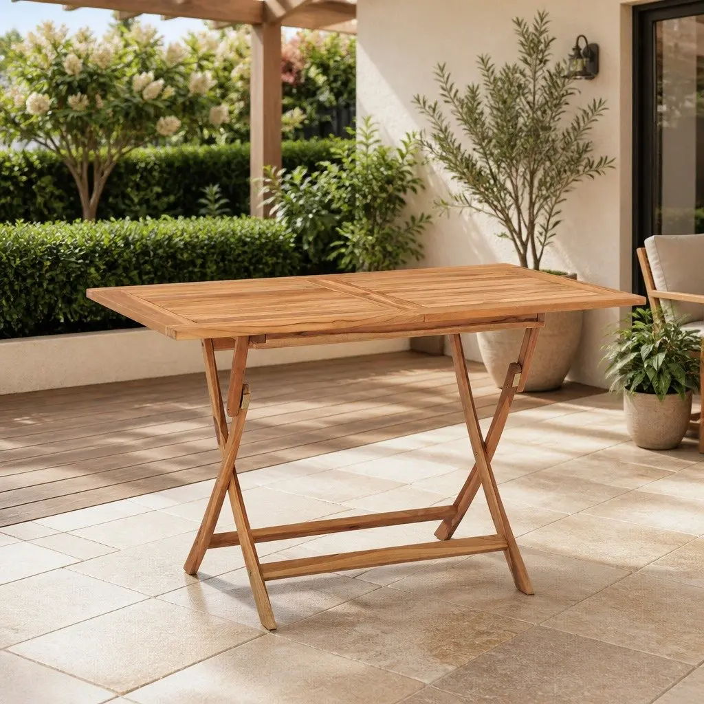 Folding Garden Dining Table Teak Wood 120x70x75cm Brown