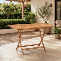 Folding Garden Dining Table 120x70x75cm Outdoor Patio Teak Wood Furniture Brown